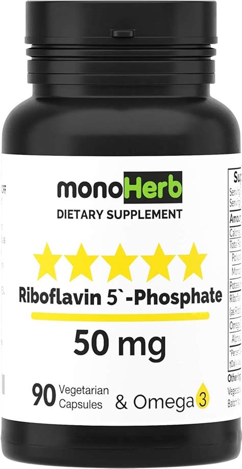 Amazon.com: Riboflavin 5'-Phosphate 50 mg - 90 Vegetarian Capsules ...