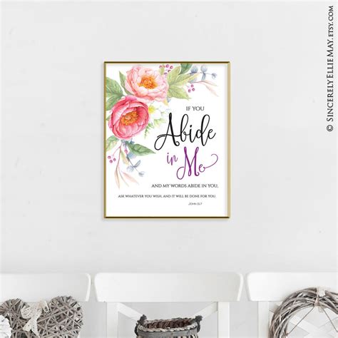 abide   bible verse wall art printable  remaining  jesus
