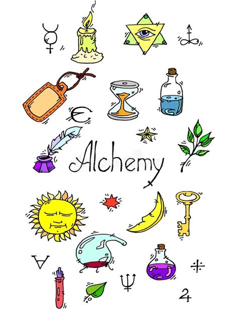 Alchemy Symbols Colored Stock Vector Illustration Of Palm 68559846