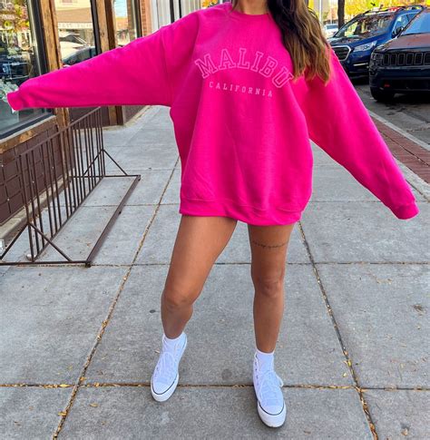 Hot Pink Sweatshirt Malibu Sweatshirt Beach Crewneck Beachy Crewneck Beachy Shirt Malibu Shirt