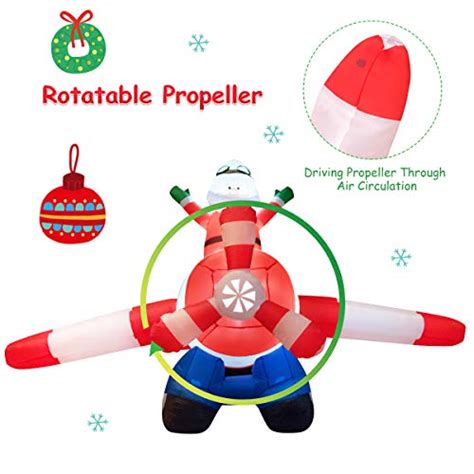 Tangkula Ft Inflatable Christmas Santa Claus Blow Up With Airplane