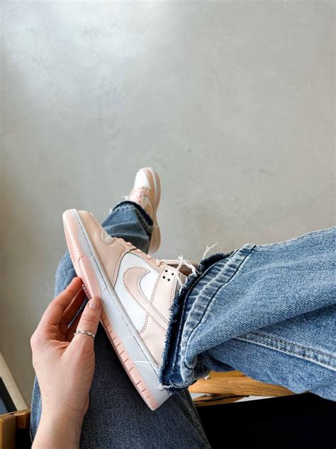 Купить Женские кроссовки Nike Dunk белые с оранжевым кеды Найк Данк ...