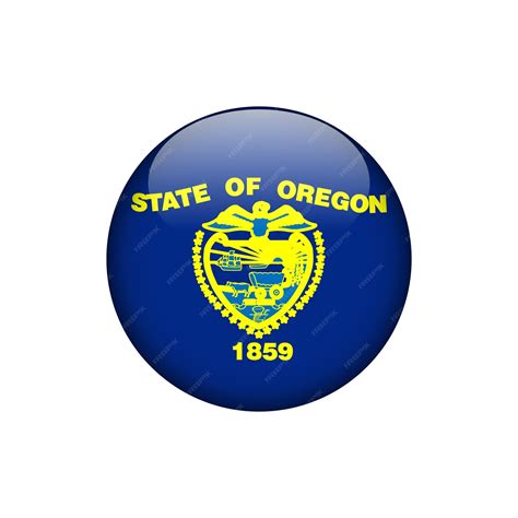 Premium Vector | Oregon round circle button flag of the us states