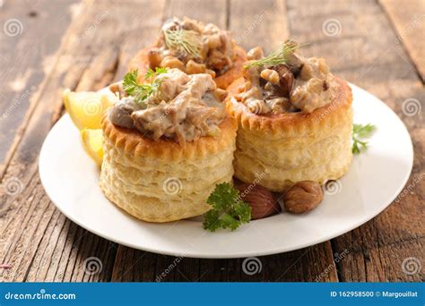 Vol Au Vent, Puff Pastry with Mushroom, Chicken Stock Photo - Image of ...