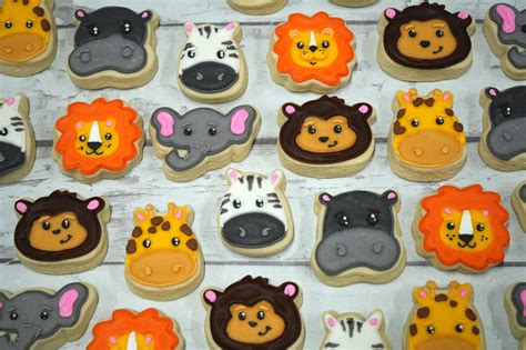 Mini Safari Animal Baby Cookies Set Of 36 Hayley Cakes And Cookies