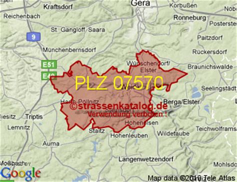 Postleitzahlgebiet 07570 - PLZ