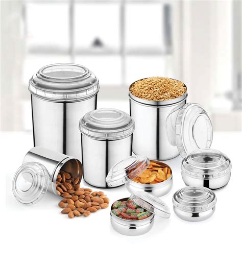 Buy Stainless Steel Kitchen Container Set Of 16 By Jensons Online Containers And Jars Kitchen