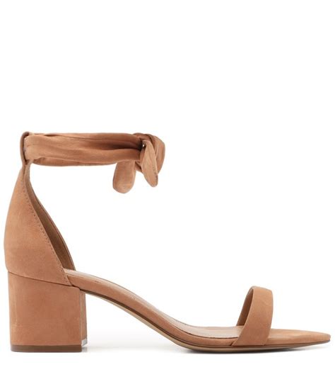 Sandália Nude Nobuck Salto Bloco Lace Up Pale Nut Arezzo