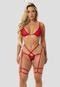 Conjunto Lingerie Mdmix Sexy Fio Dental Cinta Liga E Perneira Vermelho Compre Agora Dafiti