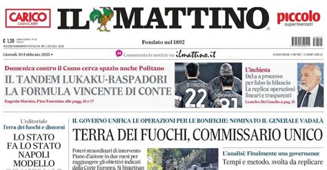 PRIMA PAGINA IL MATTINO OGGI Il Tandem Lukaku Raspadori La Formula