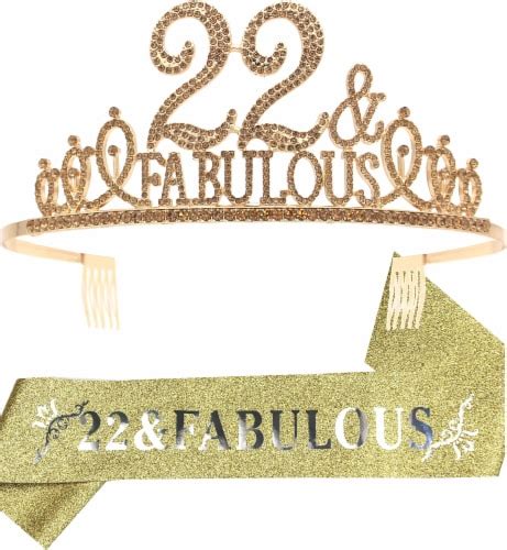 Nd Birthday Sash Tiara Set For Women Glitter Sash Gold