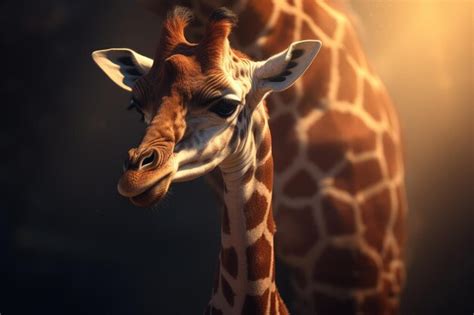 Premium AI Image | Mom and baby giraffe face