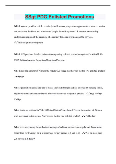 SSgt PDG Enlisted Promotions | 2023 | 65 Questions with 100% Correct