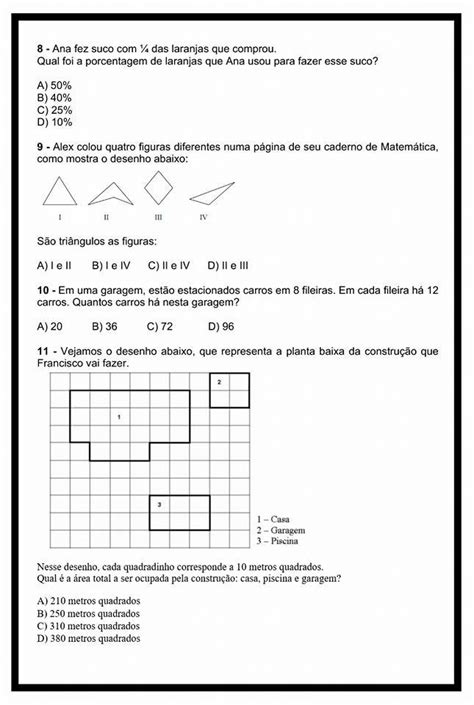 Avaliação de Matemática para o 5° ano - SÓ ESCOLA