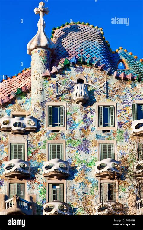 Spain Catalonia Barcelona Passeig De Gracia Facade Of The Casa Batllo By The Architect