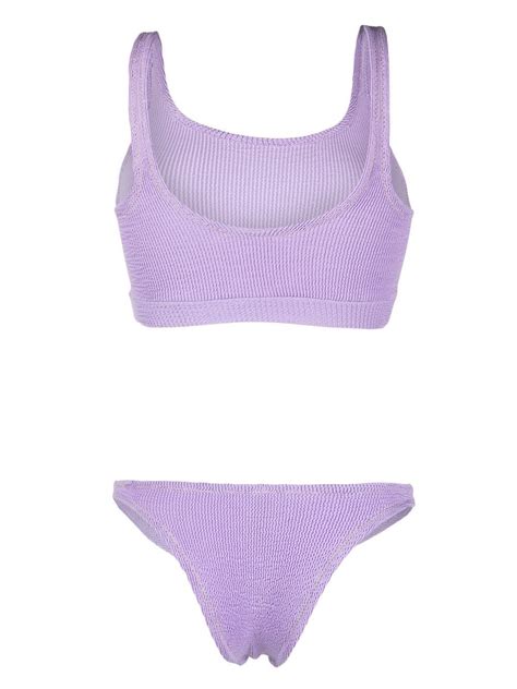 Reina Olga Ginny Crinkled Bikini Set Purple Farfetch