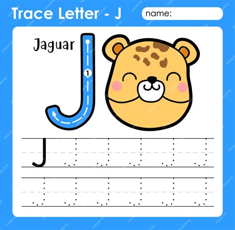 Premium Vector Letter J Uppercase Alphabet Letters Tracing Worksheet With Jaguar