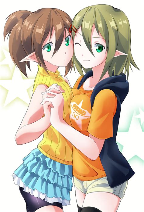 Hình nền hình minh họa Anime cô gái tóc ngắn Brunette Mắt xanh