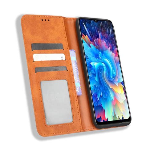 For Infinix Hot 20 5G X666B Magnetic Buckle Retro Texture Leather Phone Case Brown Alexnld