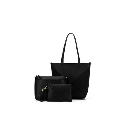 Renee Black 3 Piece Suedette Handbag | Black Caviar Designs