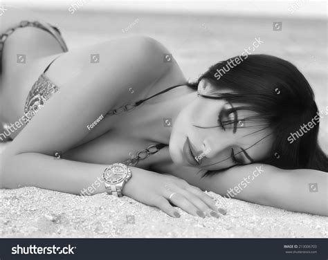 Sexy Bikini Girl Posing Beach Stock Photo Shutterstock