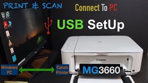 Canon Pixma Mg3660 Usb Cable Setup Pc Add Printer In Pc Review Youtube