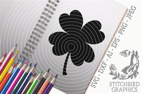 Four Leafed Clover 1 SVG Silhouette Studio Cricut Eps Dxf AI PNG