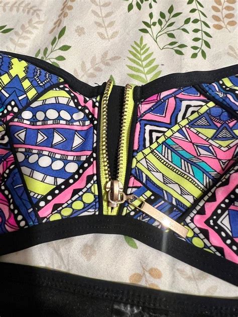Aztec Two Piece Swimsuit Bandeau Bikini Women S Fashion Swimwear Bikinis Swimsuits On Carousell