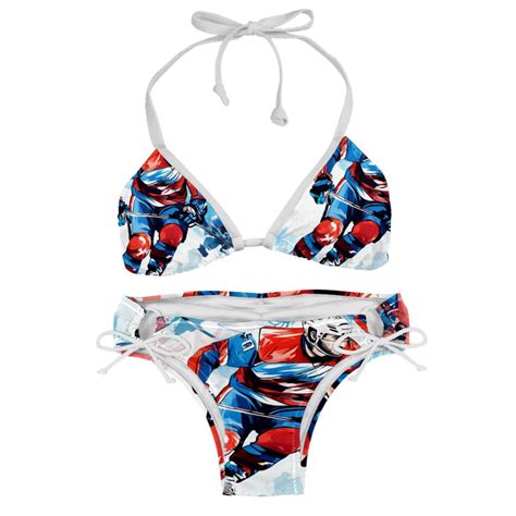Ice Hockey Swimsuit Women Bikinis Detachable Sponge Adjustable Strap Bikini Set Two Pack