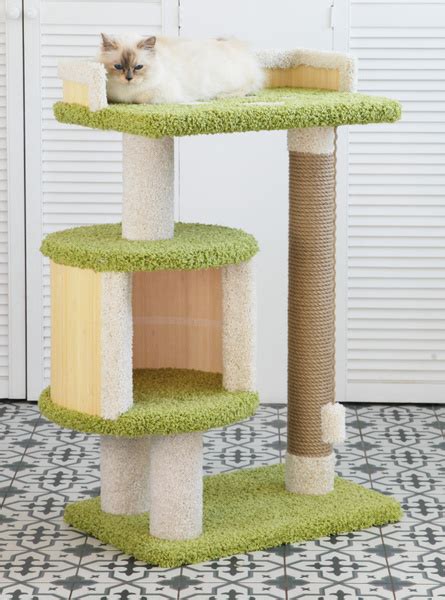 Когтеточка с домиком и лежанкой напольная для кошек из ковролина ...
