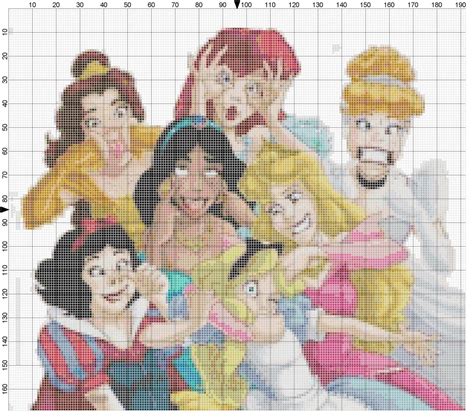 Disney Princesses Acting Silly Cross Stitch Pattern Pdf Etsy Cross Stitch Disney Cross