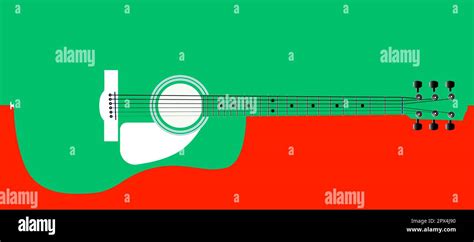 A Typical Acoustic Guitar Isolated Over A Red And Green Background