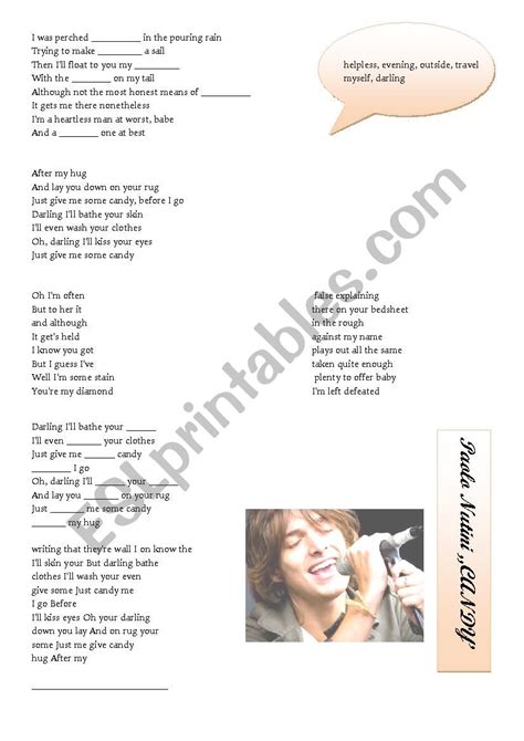 Paolo Nutini CANDY listening - ESL worksheet by music89