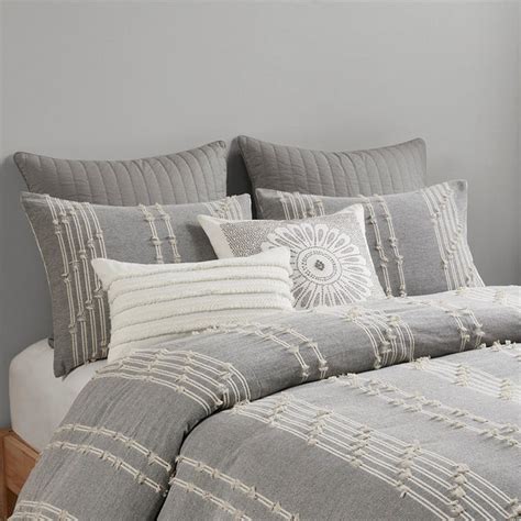 Kara 3 Piece Cotton Jacquard Duvet Cover Set English Elm