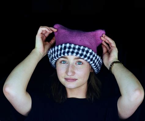 Pink Pussy Cat Hat Feminist Hat Pink Pussy Hat Felt Pussycat Etsy Canada