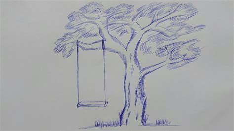 How To Draw Tree With Swing With Pen Pen Drawing Youtube