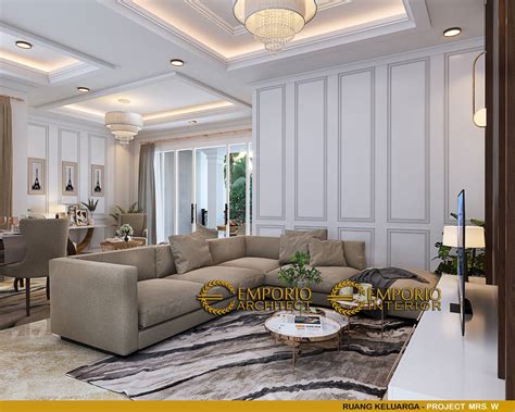 Desain Ruang Keluarga Interior Rumah Classic 3 Lantai Mrs W Di Jakarta