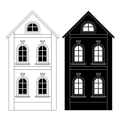 House Black And White Outline Drawing Stock Illustration - Download Image Now - Apartment ...