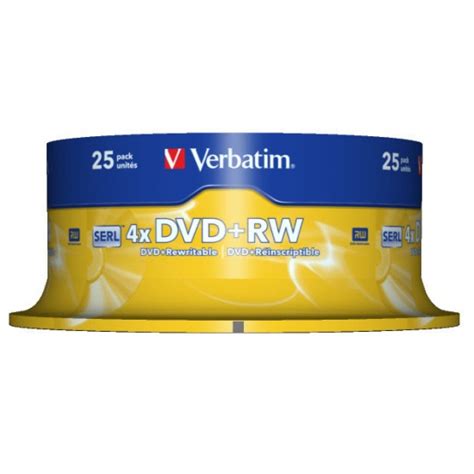 Verbatim DVD+RW 4X Silver Matte 4.7GB 25-Pack Spindle