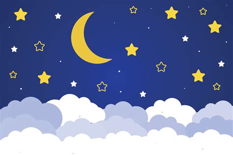 Dark Blue Sky With Stars And Moon