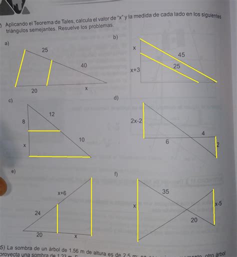 4 Aplicando El Teorema De Tales Calcula El Valor De X Y La Medida