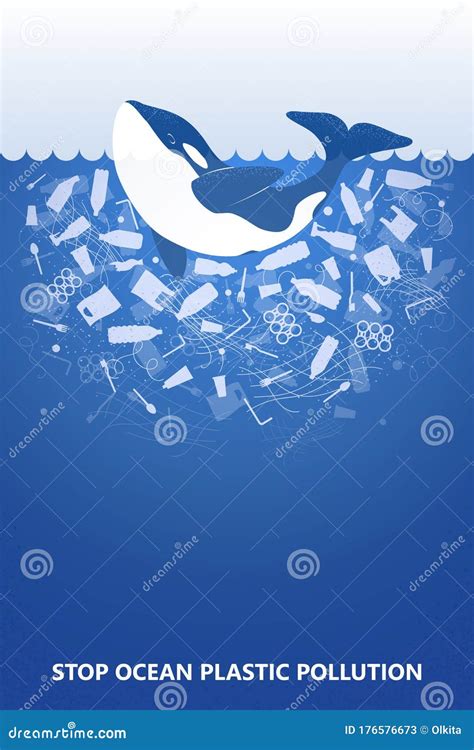 Stop Ocean Plastic Pollution Ecological Poster Orca In Water With