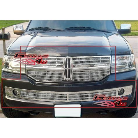 Aps Compatible With Lincoln Navigator 2007 2014 Stainless Steel Chrome Mesh Grille Insert Combo