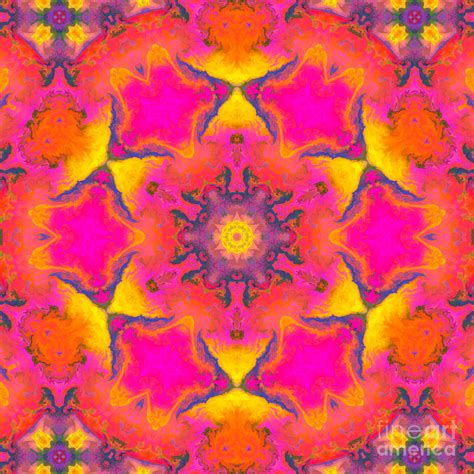 Psychedelic Kaleidoscope Flower Pink Purple And Yellow Digital Art By