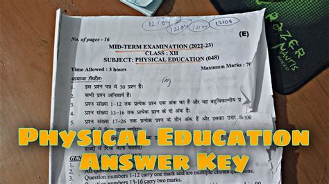 Class 12th Physical Education Answer Key 2022 Ll Mid Term Exam 2022 23