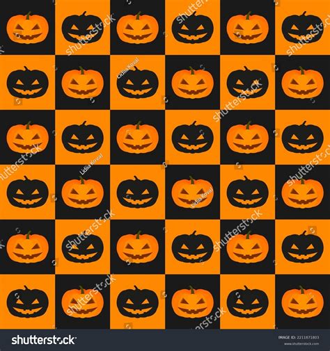 Vector Illustration Creepy Pumpkin Faces Seamless Stock Vector (Royalty ...