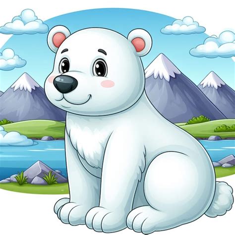 Belo Urso Polar Vetor Ilustra O De Desenho Animado Vetor Premium