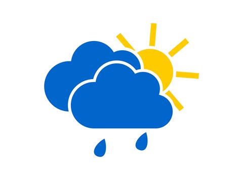 Blue Cloud With Raindrops And Yellow Sun Wet Rainy Weather Forecast