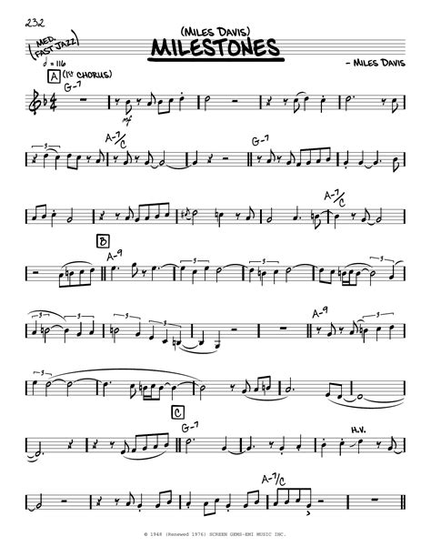 Milestones Solo Only By Miles Davis Sheet Music For Real Book Melody And Chords At Sheet Music