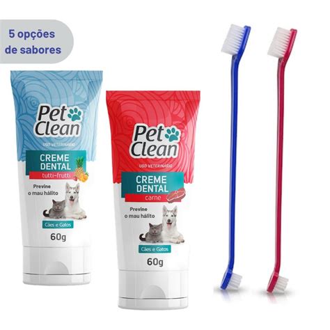 Pasta E Escova De Dente Para Cachorro - Kit 2 Escovas de Dente e 2 Pasta de Dente para Cachorros e Gatos Pet ...